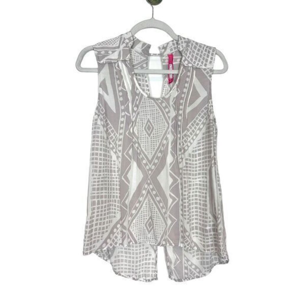 Plenty Tracy Reese Blouse Small Gray Sleeveless Geometric Top Anthropologie Boho